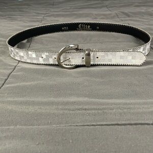 Elite Fresno CA silver textured checkered  shimmer belt size medium Vintage 1990